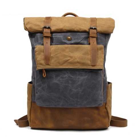 Mochila informal de lona para hombre, morral Estilo Vintage de lona, escolar, impermeable, de viaje ► Foto 1/6