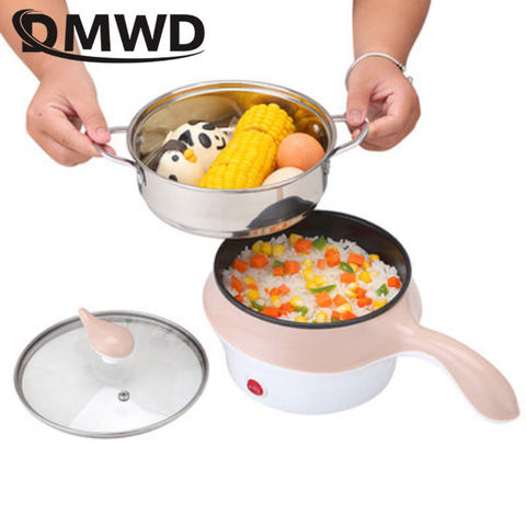 DMWD-olla de Cocina eléctrica multifunción de 1,2 l con vaporizador, olla antiadherente para arroz, olla caliente, fideos, caldera, vaporizador para comida ► Foto 1/6