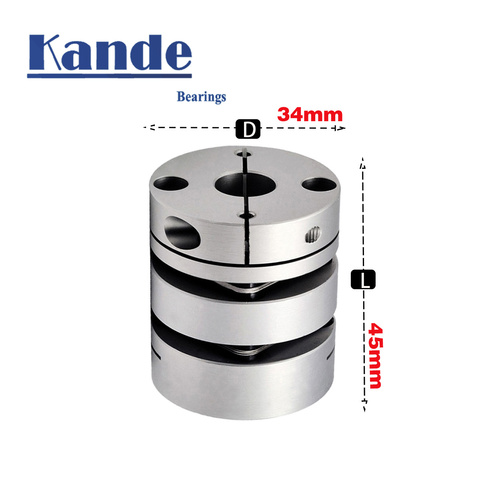 Acoplamiento de doble diafragma D34L45, conector elástico de aleación de aluminio, D34mm, L45 mm, tornillo de bola servo a pasos, codificador de motor para ordenador ► Foto 1/5