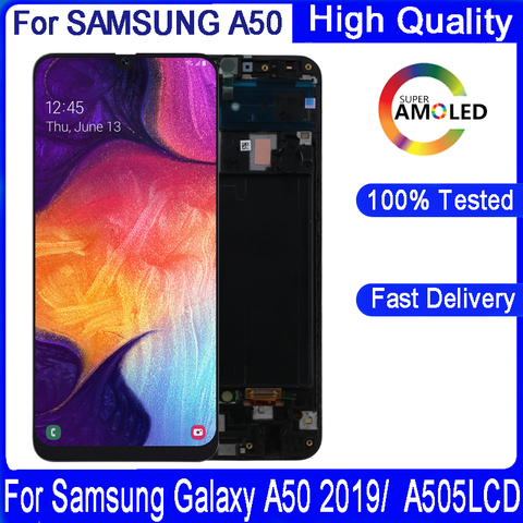 Pantalla AMOLED Original de 6,4 pulgadas para Samsung galaxy A50, 2022, A505F, A505FD, A505A, con marco de pantalla táctil, montaje de digitalizador, reemplazo ► Foto 1/6