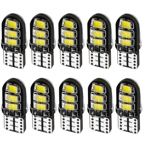 10 Uds. Luces Led Coche T10 W5w Canbus Bombillas Cristal Cob