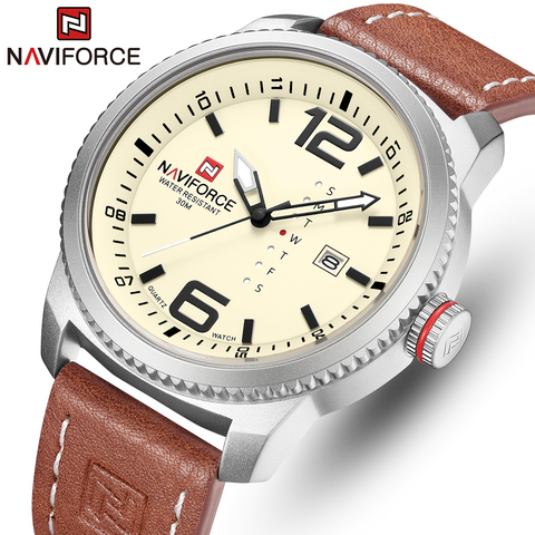 2017 NEW Luxury Brand NAVIFORCE Deporte de Los Hombres Relojes de Cuarzo Reloj de Pulsera de Cuero Reloj Hombre Militar Del Ejército de Los Hombres Relogio masculino ► Foto 1/6