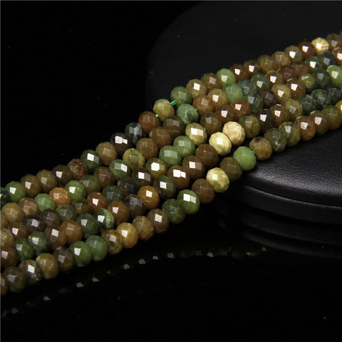 Cuentas de piedra de jade verde faceteadas naturales de 4x6mm Rondelle Flat Loose Bead Charm para la fabricación de joyas accesorio hecho a mano 40/80 Uds ► Foto 1/5