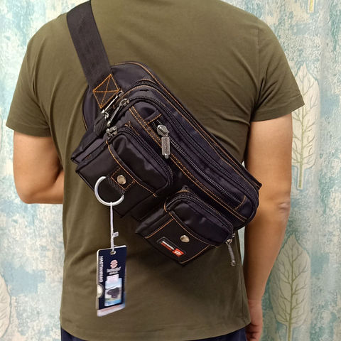 Riñonera de pecho para hombre, Cangurera con cinturón de gran capacidad, impermeable, Oxford, bolso multifunción para teléfono ► Foto 1/5