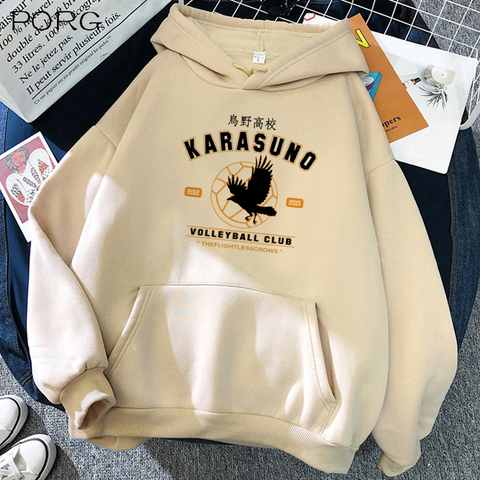 El Anime japonés tee Sudadera con capucha para hombre divertida Harajuku Streetwear Harajuku Karasuno volar alto sudaderas con imágenes Tops Unisex hombre ► Foto 1/6