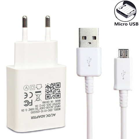 Adaptador de cargador de enchufe europeo para Huawei Y5 Y6 Y7 2022 Honor 7A 7C 8A 8C Redmi 6 7 7A Note 5 6 Cable de carga de teléfono Micro USB ► Foto 1/6