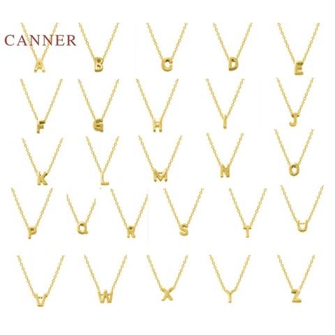 CANNER-collar de A-Z con 26 letras para mujer, de Plata de Ley 925, gargantilla de cadena de oro de 18k 2022, Collares ► Foto 1/6