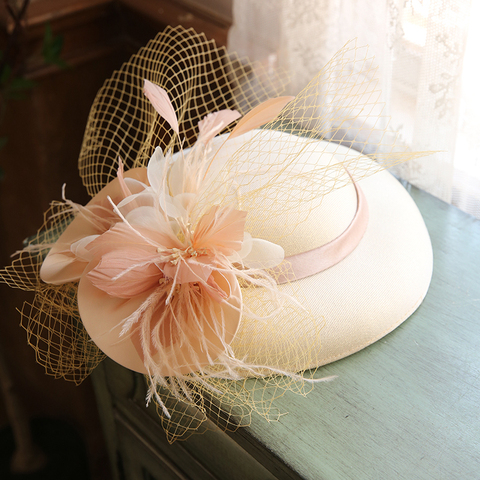 Sinamay-Sombrero de ala grande para mujer, tocado de boda, fiesta, iglesia, tocado, accesorios para el cabello de flores formales ► Foto 1/6
