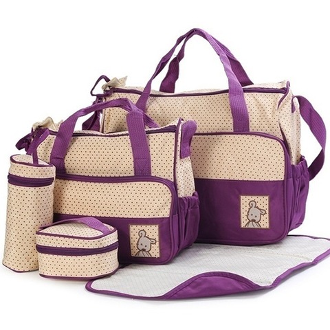 5 unids / set trajes de bolsa de pañales para mamá, soporte para biberón, carrito de mamá, cochecito, carrito de maternidad, juegos de bolsas de pañales ► Foto 1/6