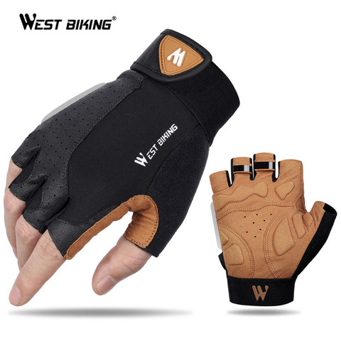 WEST BIKING-guantes de ciclismo para hombre y mujer, de medio dedo, antideslizantes, transpirables, para verano, gimnasio y Fitness ► Foto 1/6