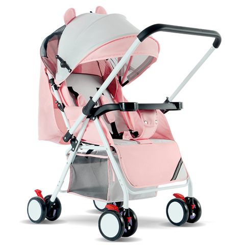 Cochecito ligero de bebé plegable, carrito de viaje cómodo, sencillo, rosa, cuatro ruedas, venta al por mayor ► Foto 1/6