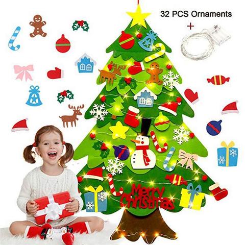 Juego de decoraciones para árboles de Navidad, suministros para fiesta de Navidad de fieltro para guardería, regalo para niños, árbol de Navidad, bricolaje ► Foto 1/6