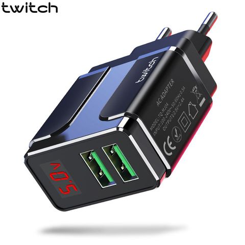 Twitch-cargador USB Dual para teléfono móvil, pantalla LED, carga rápida, de pared, portátil, para iPhone, Samsung, Xiaomi ► Foto 1/6