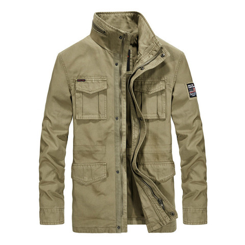 Chaqueta militar de carga de marca de calidad para Hombre, prendas de vestir de algodón con múltiples bolsillos, abrigo medio largo del ejército, M-4XL, Otoño e Invierno ► Foto 1/6