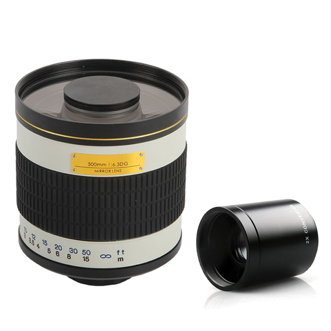 Teleobjetivo de 500mm F/6,3 para cámara lente de espejo Manual + 2X teleconvertidor para Canon Nikon Pentax Olympus Sony A6300 A7RII GH5 DSLR ► Foto 1/6