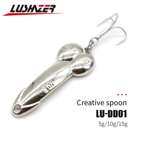 LUSHAZER DD cuchara señuelo de pesca 5G 10g 15g plata oro metal cebo de pesca spinnerbait trible Hook señuelos duros China envío gratis ► Foto 1/6