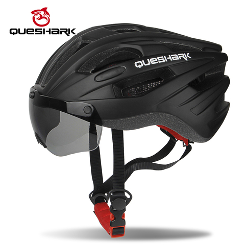 QUESHARK-casco de ciclismo con gafas, Protector de seguridad ultraligero con lentes extraíbles para Casco de Bicicleta de carretera de montaña, QE108 ► Foto 1/6