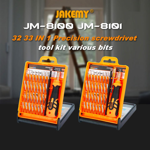 JAKEMY JM-8100 32 en 1 de alta calidad Kit de herramientas destornillador de precisión con trinquete ajustable MANGO y pinzas para electrónica ► Foto 1/6