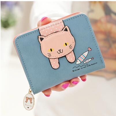 Cartera de gato bonito con cremallera pequeña para mujer, Cartera de marca de diseño de piel sintética, monedero para mujer, titular de la tarjeta femenina, Billetera ► Foto 1/6