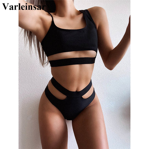 Bikini de cintura alta asimétrica para mujer, traje de baño femenino, conjunto de Bikini de dos piezas, bañador de señora V2200 2022 ► Foto 1/6