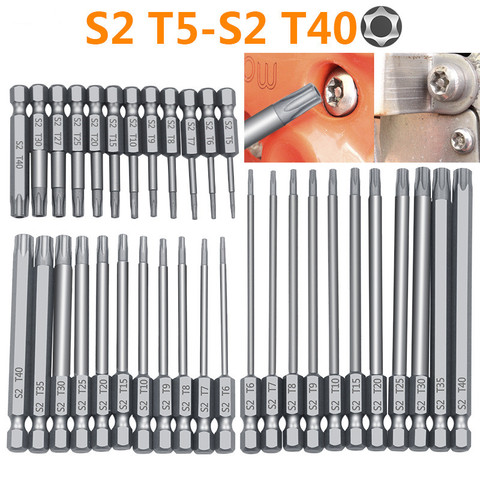 11 piezas 12 piezas Juego de brocas de seguridad a prueba de manipulaciones destornillador broca tornillo Driver Bits Torx cabeza plana 1/4