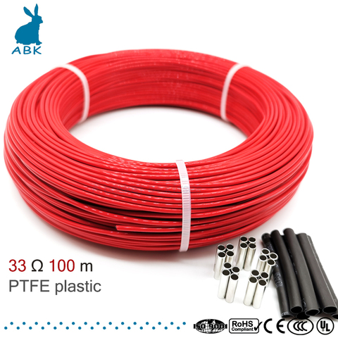 33ohm 100 metros 12k PTFE retardante de llama fibra de carbono cable de calefacción DIY cable de calefacción especial para suministros de calefacción ► Foto 1/6