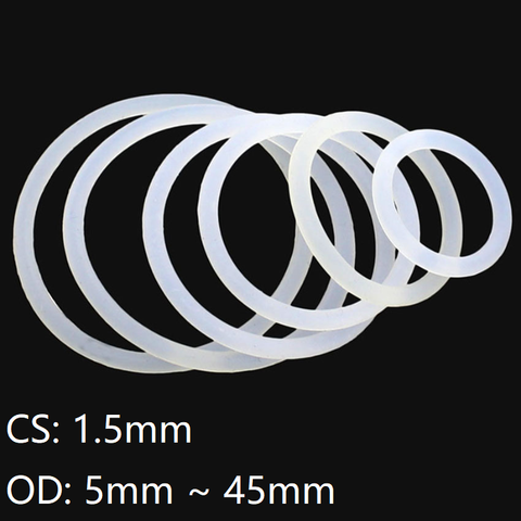 Junta de anillo redondo de silicona para lavadora a prueba de agua, anillo redondo de goma de silicona de grado alimenticio CS 1,5mm OD 5 ~ 45mm, 10 Uds. ► Foto 1/6