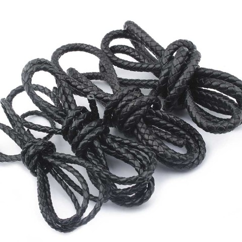 Cuerda de cordón de cuero genuino trenzada redonda, 1 metro, 3mm, 4mm, 5mm, 6mm, negro, marrón ► Foto 1/5
