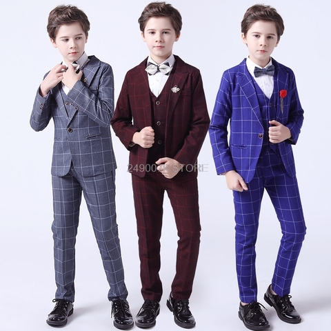 Traje de Anzug Formal para niños de flores, chaqueta de vestir para fiesta de cumpleaños, chaleco, pantalones, 3 uds. ► Foto 1/6