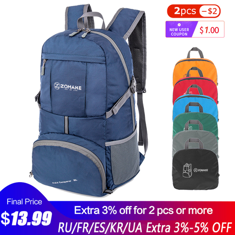 Mochila plegable portátil Unisex de 35L, bolsa para deportes al aire libre, mochila a rayas reflectantes, bolsa de viaje para senderismo, Camping y ciclismo ► Foto 1/6