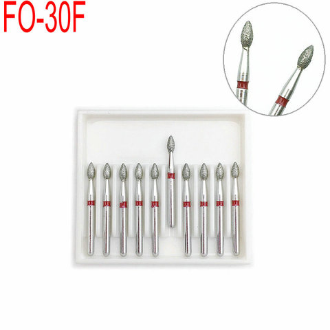 10 unids/set fresas de diamante dentales ejercicios FG 1,6mm para pieza de mano de alta velocidad FO-30F dentista herramientas ► Foto 1/6