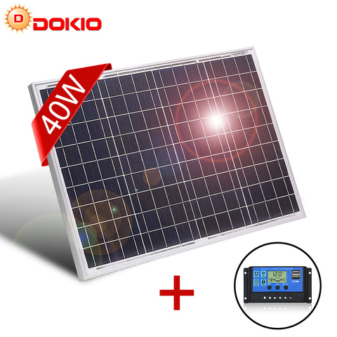 DOKIO-Panel Solar policristalino de alta calidad, Panel Solar Fotovoltaico de 18V y 40W con alimentación de silicio ► Foto 1/6