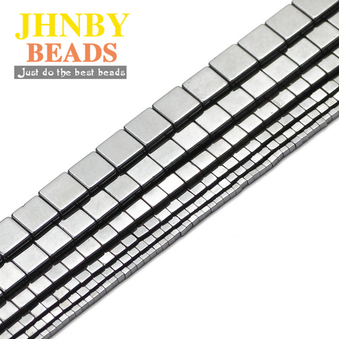 JHNBY forma cuadrada negro Piedra Natural hematita 2/3/4/6/8/10mm espaciador para fabricación de joyas cuentas 15 ''Diy colgante pulseras ► Foto 1/6