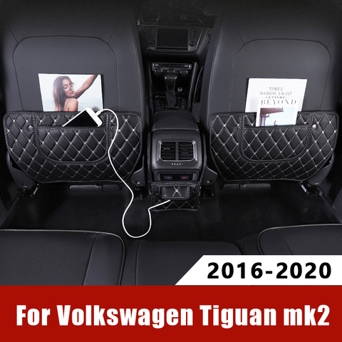 Alfombrillas de cuero para asiento trasero de coche, accesorios de protección antipatadas para reposabrazos trasero de Volkswagen VW Tiguan 2 mk2 2016-2022 ► Foto 1/6