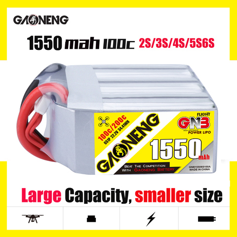 Gaoneng GNB 1550mAh 100C 2P 2S 3S 4S 5S 6S 4-eje FPV de la batería de 7,4 V-22,2 V baterías de alta potencia más pequeño de gran capacidad ► Foto 1/6