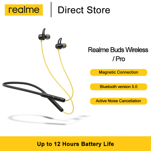 Realme-auriculares inalámbricos con Bluetooth 5,0, dispositivo de audio Pro, con conexión magnética, controlador de bajos, cancelación activa del ruido, para videojuegos ► Foto 1/6