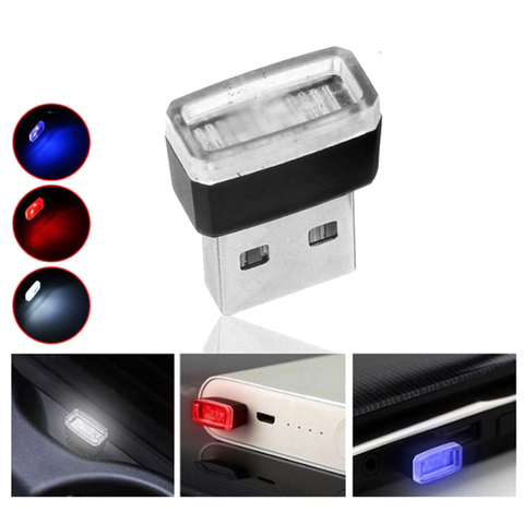 Lámpara decorativa luces LED de ambiente para coche, luz USB de estilo Universal para PC, portátil, Plug and Play, súper brillante, rojo y azul, 1 unidad ► Foto 1/6