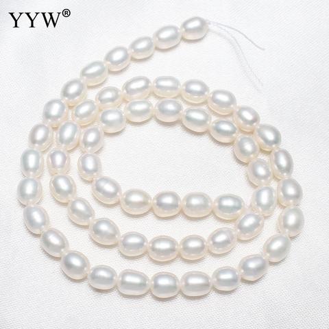 AAA 100% de arroz Natural Cuentas de Perlas de agua dulce blanco Natural cuentas con forma de arroz para fabricación de joyería DIY pulsera collar 5-6mm 15