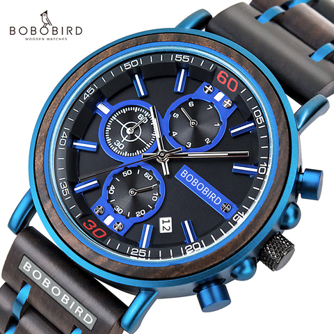 Bobo Bird-reloj de madera para hombre, cronógrafo luminoso de cuarzo, de pulsera, 2022 ► Foto 1/6