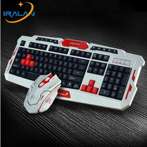 Teclado inalámbrico y ratón para videojuegos, a prueba de salpicaduras, ahorro de potencia inteligente, soporte plegable ► Foto 1/6