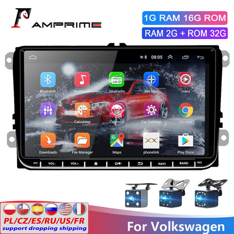 AMPrime-Radio multimedia con GPS para coche, Radio con navegador, estéreo, Android, 9 pulgadas, para Passat, Golf, MK5, MK6, T5, EOS, POLO Tour ► Foto 1/6