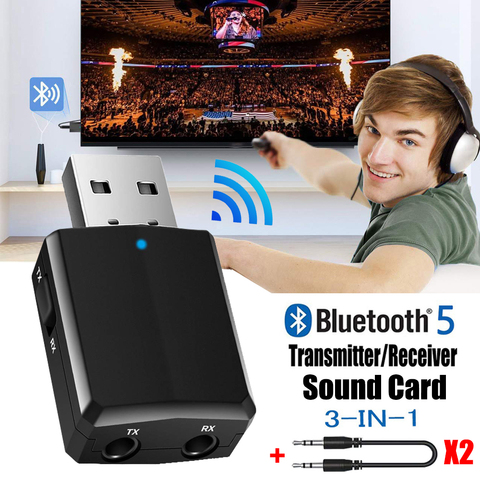Receptor y transmisor USB con Bluetooth 5,0, adaptador de Dongle EDR 3 en 1 de 3,5mm, AUX para TV, PC, auriculares, Audio HIFI estéreo para coche ► Foto 1/6