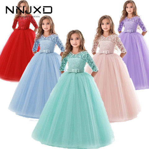 Niños de dama de honor encaje niñas vestido para boda y vestidos de fiesta noche Navidad chica largo disfraz princesa niños de lujo 6 14Y ► Foto 1/6