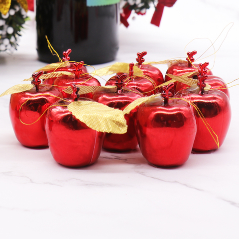 12 unidades/lote de colgante de fruta para decoración de árbol de Navidad, manzanas doradas Rojas, para fiesta, eventos, adorno colgante de Navidad para el hogar, suministros de Navidad ► Foto 1/6