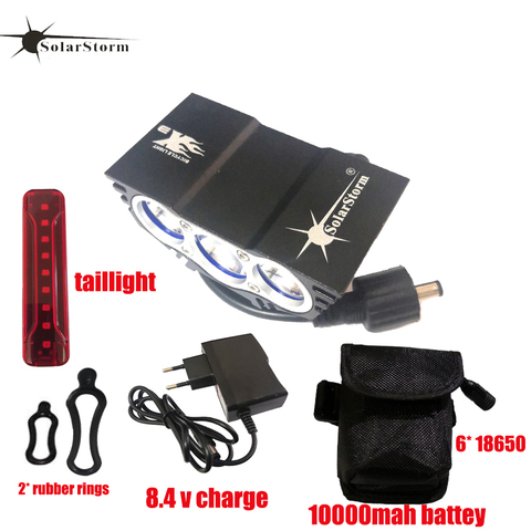 Solarstorm-lámpara frontal para bicicleta de montaña, 3 * T6 LED, 4 modos, 7000 lúmenes, batería USB de 10000mah ► Foto 1/6