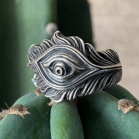 Onlysda-Anillo de pluma Retro para hombre, personalidad de comercio exterior, dedo de ojo, regalo de joyería OSR325 ► Foto 1/6