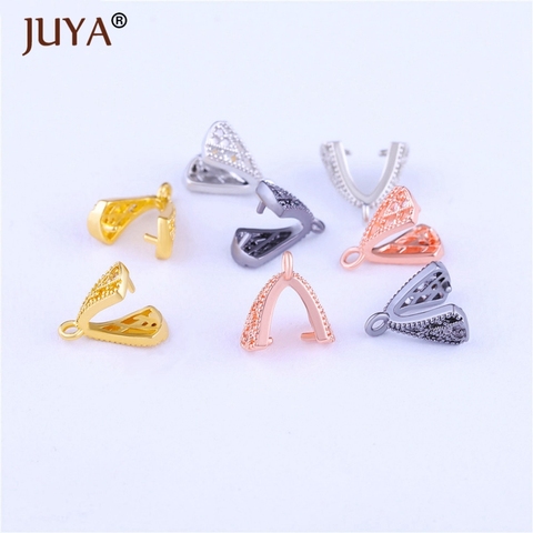 Juya-ganchos de cobre con incrustaciones de circonita, suministros de bricolaje para joyería, Clip colgante de cristal, cierres, accesorios de sujeción ► Foto 1/6