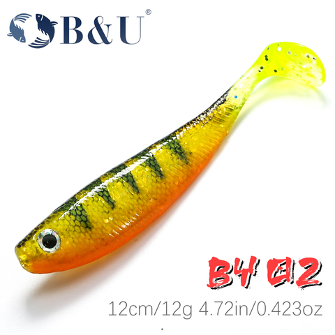 B & U-3 uds. De cebos blandos para pesca en agua dulce, 120mm, 12g, gusanos de piscardo, cebo Artificial para lubinas ► Foto 1/6