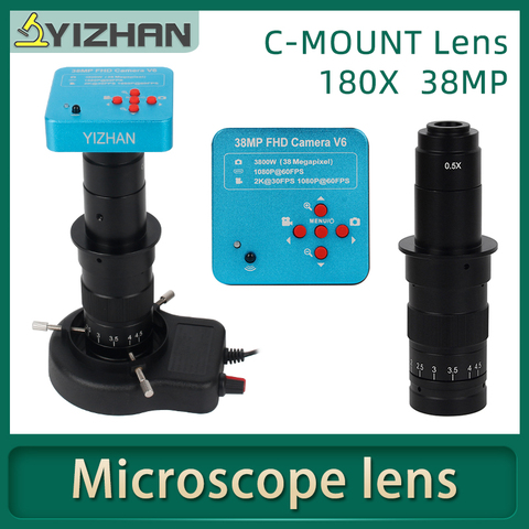 Nuevo 2K 38MP HDMI USB Electrónica Industrial Microscopio de vídeo Digital cámara con 180X lente zoom ajustable para la reparación del teléfono ► Foto 1/6