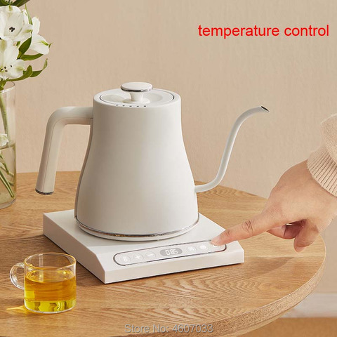 Tetera eléctrica de acero inoxidable con aislamiento cafetera control de temperatura constante 0.8L mini cuello de cisne tetera de boquilla larga ► Foto 1/6